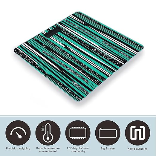 Striped Blue Scale for Body Weight Digital Bathroom Scale Accurate Smart Weight Scales with Large Display Weighing Machine High Precision Scales