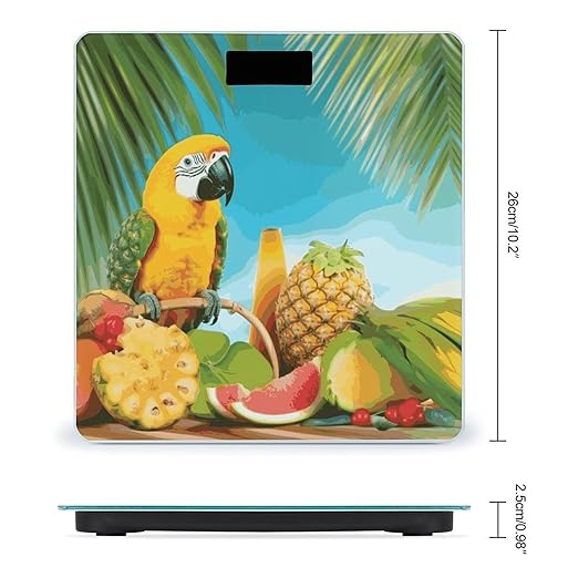 Summer Parrot Pineapple Birds Weight Scale Digital Electronic Scales Bathroom Scale Larg LCD Backlight Display High Precision MeasurementsTempered Glass