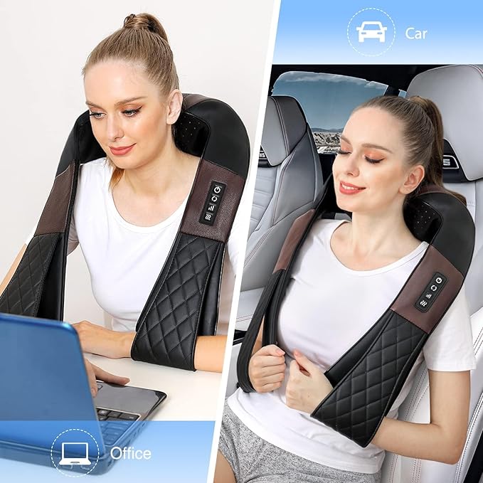 Shiatsu Neck and Back Massager with Heat Electric Deep Tissue 4D Kneading Massage Pillow for Shoulder Leg Body Muscle Pain Relief - Best Gifts for Women Men Mom Dad