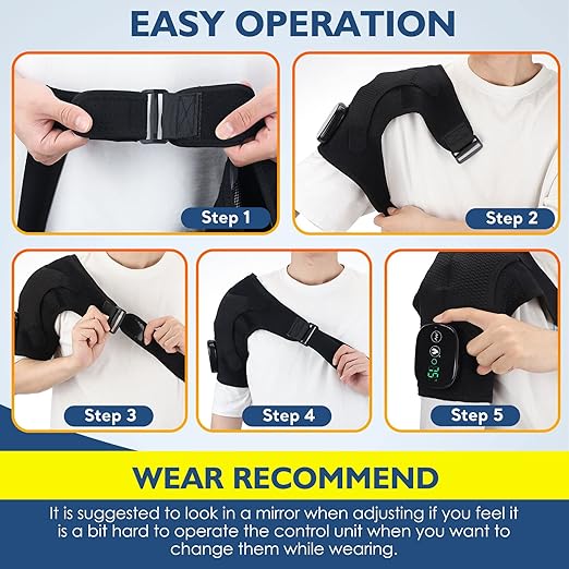 Cordless Shoulder Heating Pad FSA Eligible HSA Approved Heated Shoulder Brace with Vibration Shoulder Massager for Men Women Pain Relief