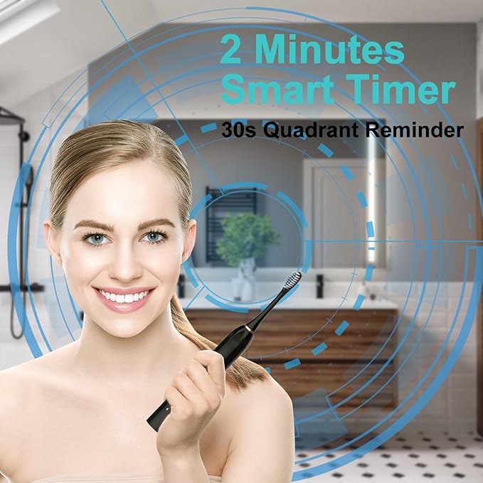 3 Pack Electric Toothbrush with 6 Modes Rechargeable Toothbrushes with 12 Brush Head Fast Charge 2 Min and 30s Timer Toothbrush
