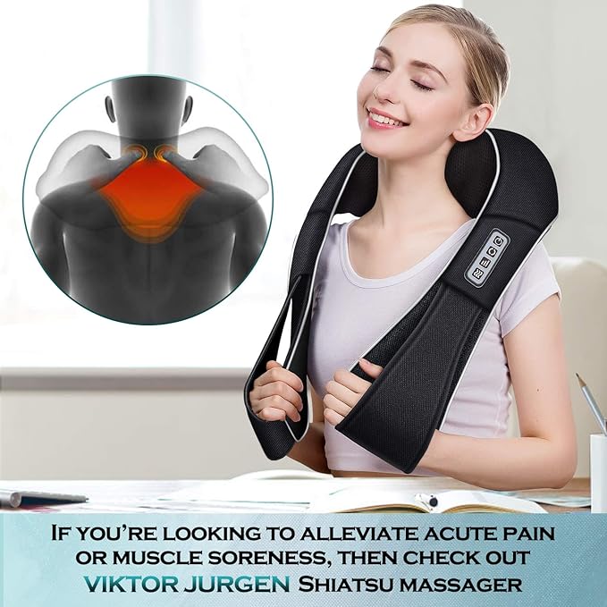 VIKTOR JURGEN Mothers Day Gifts for Mom Wife Women &amp Her Shiatsu Neck and Shoulder Massager with Heat Deep Tissue Kneading Sports Recovery Massagers for Back Relaxation Gifts for Husband Him