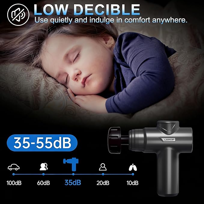Massage Gun with Heat Deep Tissue Neck Massager Gun Back Massager for Pain Relief with 5 Heads &amp 6 Speeds Portable - Birthday Gifts for Men Women