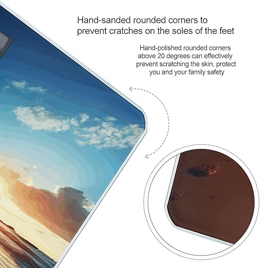 Beach Sunset Tranquil Digital Bathroom Scale for Body Weight Weighing Scale with Backlit LCD Display High Precision Measurements &amp Measures Weight Up to 180kg