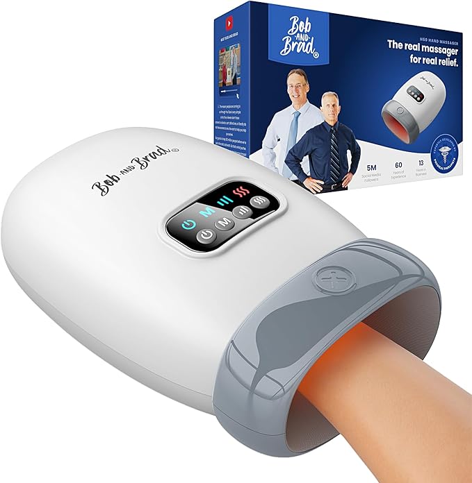 BOB AND BRAD Hand Massager with Heat and Compression FSA-HSA Eligible H60 Cordless Hand Massager for Arthritis and Carpal Tunnel Pain Relief Heated Wrist Finger Massage 5 Intensity Settings