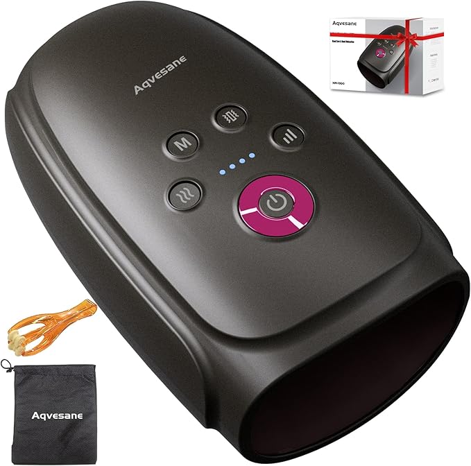 Hand Massager with Heat and Compression Cordless Hand and Wrist Massager for Arthritis and Carpal Tunnel Rechargeable Gifts for Women Men Dark Grey