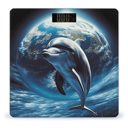 Dolphin Earth Bathroom Scale for Body Weight Bathroom Weighing Scale with Backlit LCD Display Highly Accurate Measures Weight Up to 180kg