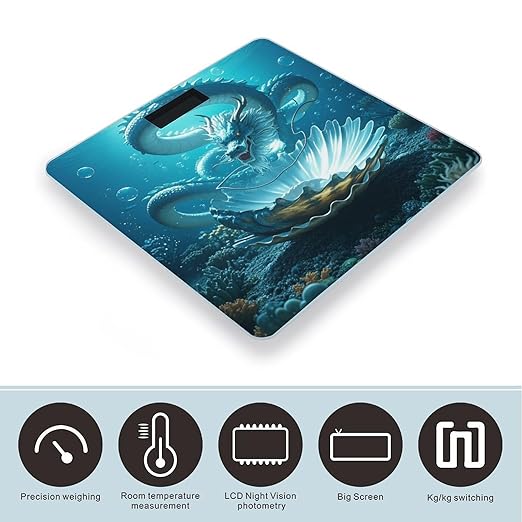 The Dragon King Scale for Body Weight Sturdy Tempered Glass Weighing Scales with LCD Display Accurate Digital Bathroom Scale Convenient Body Fat Smart Scales Easy Read