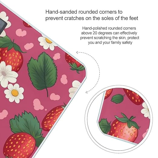 Digital Bathroom Scale for Body Weight Scale with Bright LCD Display High Accuracy Step-On Technology Auto On/Off Pink Strawberry Digital Scales 400 Lbs /180kg