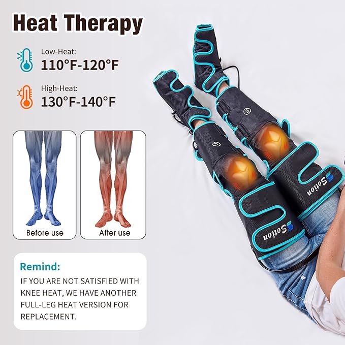 Sotion Leg Massager with Heat and Compression for Circulation &amp Recovery Upgraded Foot Calf Thigh Sequential Massager Device with Handheld Controller 4 Modes 4 Intensities Help for Leg Pain Rel