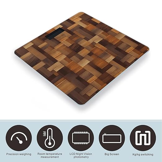 Wood Digital Bathroom Scale for Body Weight Weighing Scale with Backlit LCD Display High Precision Measurements &amp Measures Weight Up to 180kg