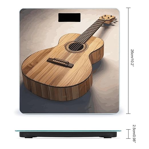 Guitar Wooden Bathroom ScaleHighly Accurate Digital Weighing Machine for People Bright LED Display Weight Scale for The Aldult Home Use