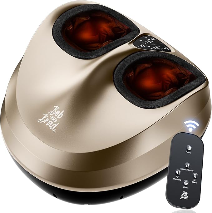 BOB AND BRAD Foot Massager Machine with Heat and Remote Fits up to Size 14 FSA Eligible HSA Shiatsu Deep Kneading Foot Massager for Plantar Fasciitis and Neuropathy