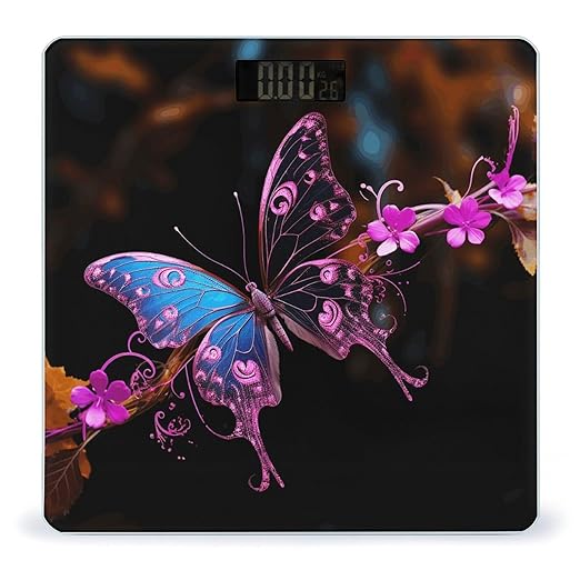 Nice Butterfly Bathroom Scale Large LCD Backlight Display Digital Scale Rounded Corners Body Scales Automatic Power On/Off Bathroom Scales for Home Bedrooms