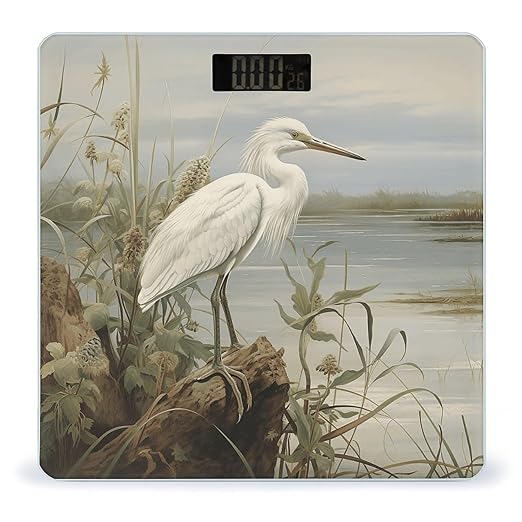 Swamp Egret Weight Scale Large Bathroom Scales Digital Weight with Bright LED Display Non Slip Automatic Weighing Scale Fashion Weighing Machine for Body