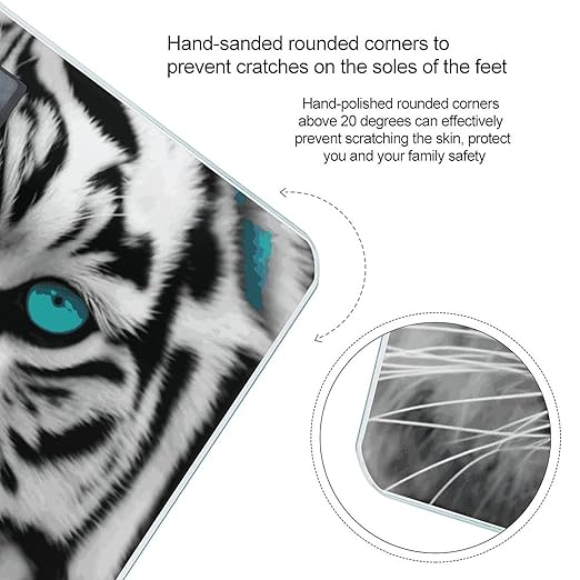 Tiger with Teal Eyes Bathroom Scale for Body Weight Bathroom Weighing Scale with Backlit LCD Display Highly Accurate Measures Weight Up to 180kg