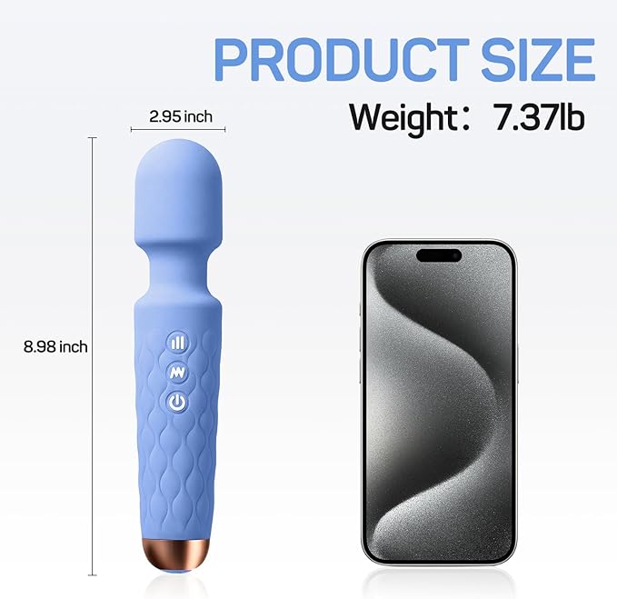Rechargeable Personal Massager 8-Speed &amp 20-Mode Cordless Handheld Percussion Massager for Neck Back Shoulder Relaxation Quiet Handheld Body Massager with Ergonomic Design(Sky Blue)