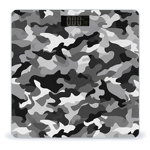 Black Grey White Camo Bathroom Scale Large LCD Backlight Display Digital Scale Rounded Corners Body Scales Automatic Power On/Off Bathroom Scales for Home Bedrooms