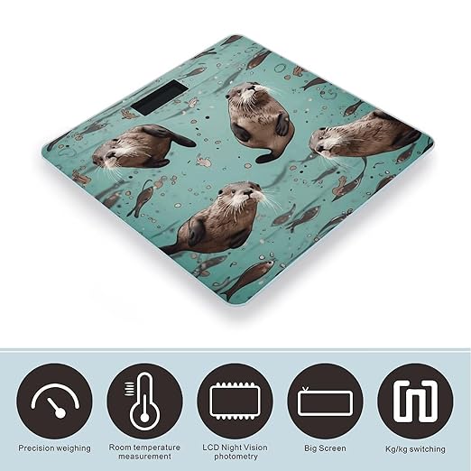 Otters Scale for Body Weight Accurate Digital Bathroom Scale Toughened Glass High Precision Scales Smart Weight Scales with Large LCD Backlight Display Weighing Machine