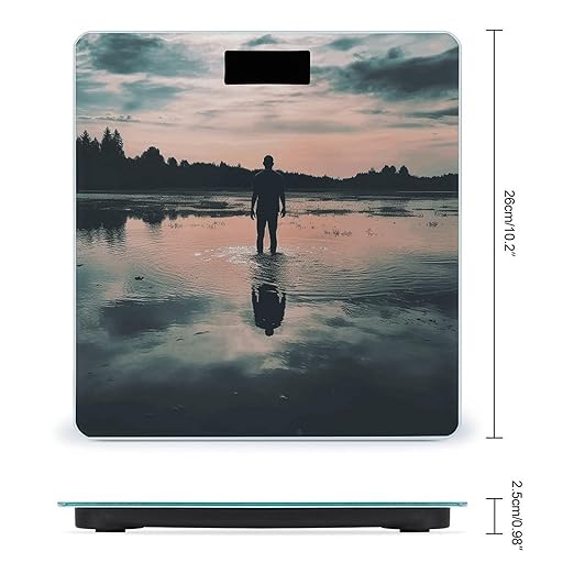 Standing in The Lake Scale for Body Weight Anti-Slip Tempered Glass Digital Bathroom Scales Clear LCD Display Weighing Scale Safe Rounded Corners Smart Scales
