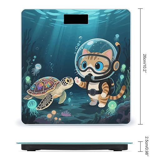 Cat Water Weight Scale Cute Bathroom Scale for Body Highly Accurate Digital Weighing Machine for People Compact LCD Display Scales with Sturdy Toughened Glass Scales