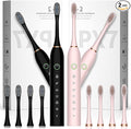 Electric Toothbrush for Adults Rechargeable Electric Toothbrush with 8 Brush Heads 42000vpm 6 Modes IPX7 Waterproof 2 Pack Soft Electric Toothbrush Black Pink
