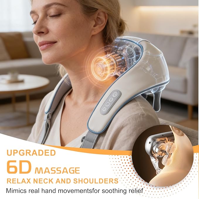 Neck Massager with Heat Therapexa Neck Massager &amp Shoulder6D Deep Kneading Shiatsu Massager for BackShoulder &amp Leg Pain Relief(Grey)