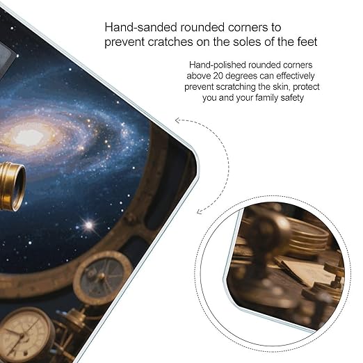Brass Scope Galaxies Scale for Body Weight Sturdy Tempered Glass Weighing Scales with LCD Display Accurate Digital Bathroom Scale Convenient Body Fat Smart Scales Easy Read