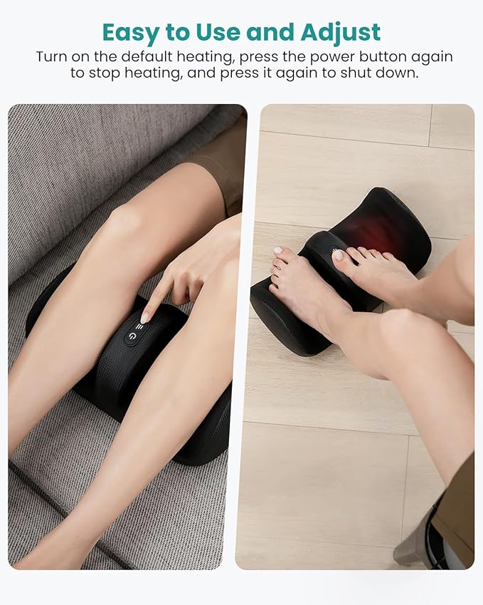 Nekteck Foot Massager with Heat &amp Foot Roller Shiatsu Calf Leg Massager for Circulation and Neuropathy Pain Relief for Feet Care Home Office Gadgets Relaxing Massage Tools Gifts for Women Men Mom