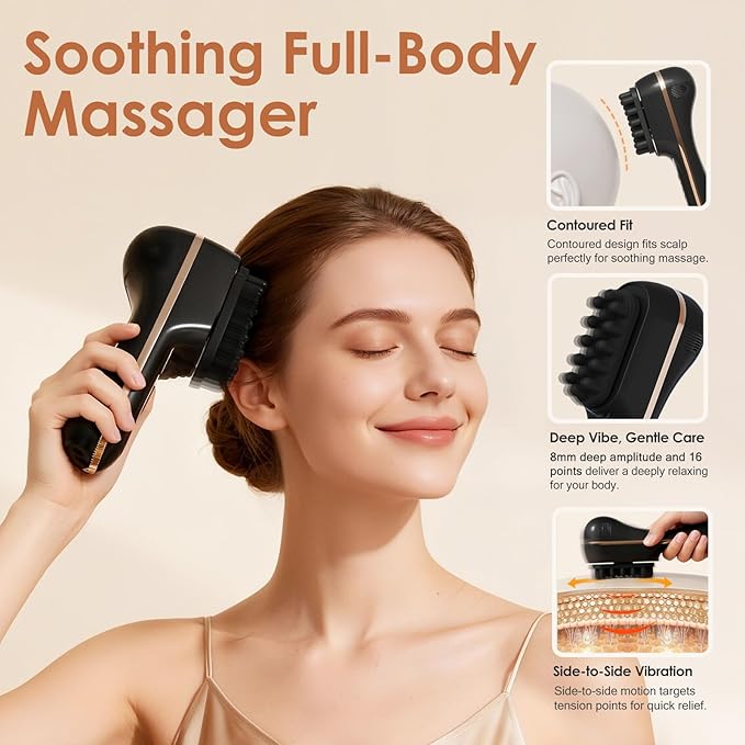 Electric Scalp Massager for Full-Body Relaxation - Cordless Handheld Head Massager with 5-Speed Deep Tissue Therapy &amp Fatigue Relief for Face Arm Shoulder &amp BodyIdeal for Home/Office Use