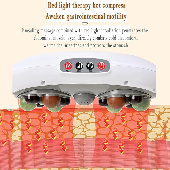 Tummy Kneading Instrument Electric Abdominal Massager 45°C Belly Hot Compress 12 Bianstones Assist Deep Massage for Abdominal Back Neck Legs