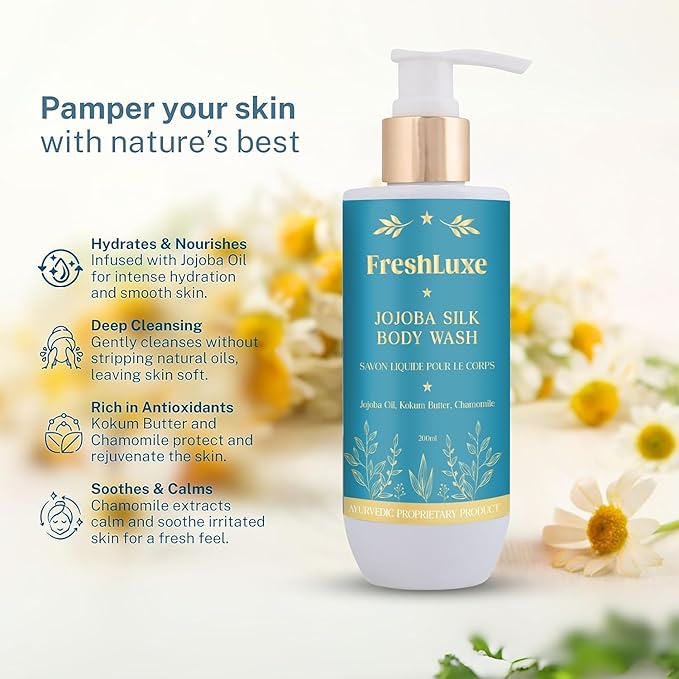 FreshLuxe Silk Bodywash | Jojoba Oil Kokum Butter &amp Chamomile | Gel-Based | Unisex | 200ml
