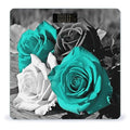 Black White Teal Gray Rose Flowers Scale for Body Weight Sturdy Tempered Glass Weighing Scales with LCD Display Accurate Digital Bathroom Scale Convenient Body Fat Smart Scales Easy Read