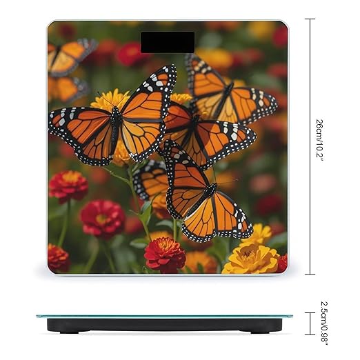 Monarch Butterflies Scale for Body Weight Accurate Digital Bathroom Scale Toughened Glass High Precision Scales Smart Weight Scales with Large LCD Backlight Display Weighing Machine