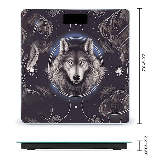 Wolves and Dream Catchers Weight Scale Large Bathroom Scales Digital Weight with Bright LED Display Non Slip Automatic Weighing Scale Fashion Weighing Machine for Body