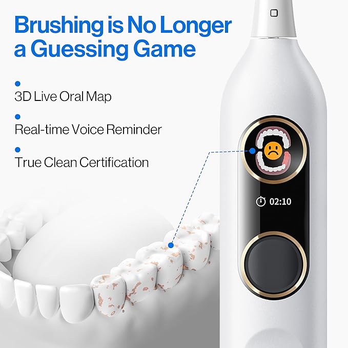 usmile Y20PRO Electric Toothbrush AI-Powered Smart Toothbrush with AM/PM Auto Mode 4 Brushing Modes 90-Day Battery App Control Real-Time 3D Map 2 Brush Heads Included