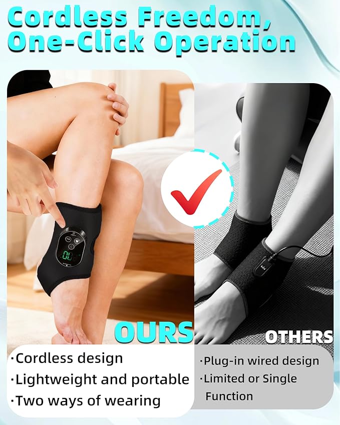 2in1 Foot and Ankle Massager with Heat and Vibration. Foot Renew. Cordless Ankle Massager for Circulation and Pain Relief Suitable for Neuropathy and Muscle Fatigue. Gifts for Dad Mom Men Women（1pc）