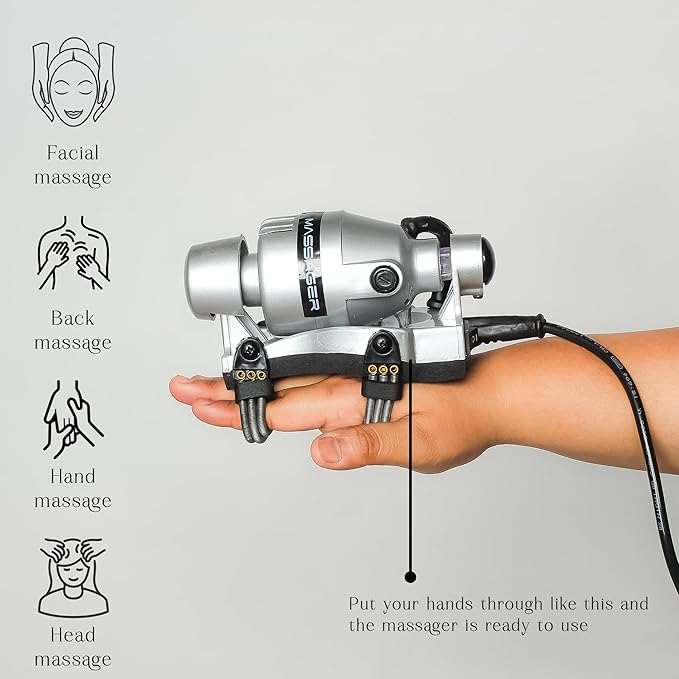 HOMORA Powerful Double-Speed Full Body Massager – Electric Handheld Deep Tissue Massager with Floating Action for Pain Relief Relaxation &amp Recovery – Full Body Vibration Therapy Machine (Silver)