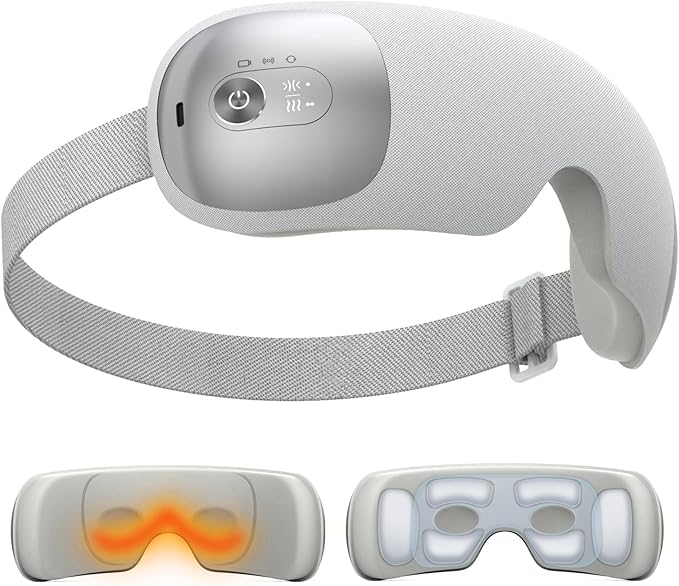 Ultra Light Eye Massager with 2 Level Heat 120 Mins Uses 3 Air Compression &amp Massage Modes Heated Eye Mask with Bluetooth Music for Migraine Relief Strain and Dry Eyes Eye Relief for Women Me