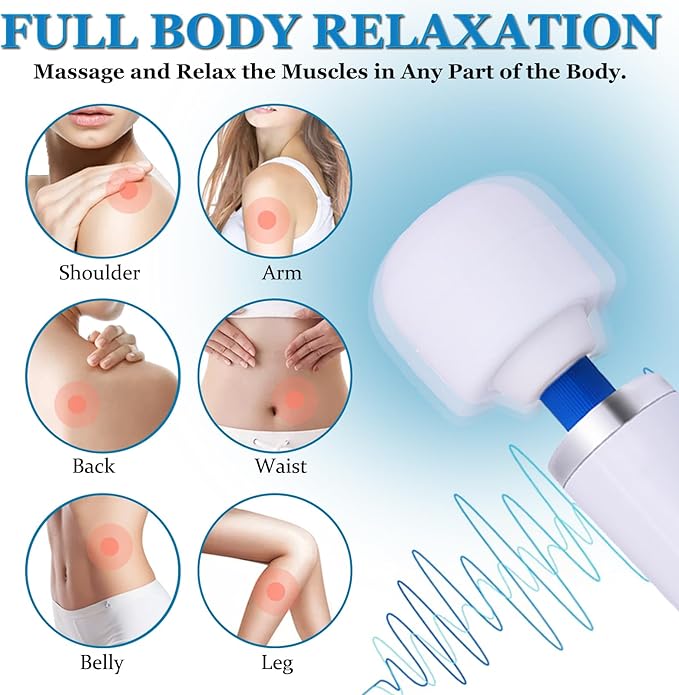 Wand Massager for Women - Cordless High-Frequency Handheld Body Massager with 10 Rhythmic Modes - Ergonomic Back &amp Shoulder Tension Relief - Splash-Proof Personal Wellness Essential(White)