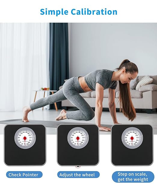 Analog Scale for Body Weight Mechanical Bathroom Scale Up to 300lb Dial Scale with Wider and Thicker Anti-Slip Platform Simple Calibration