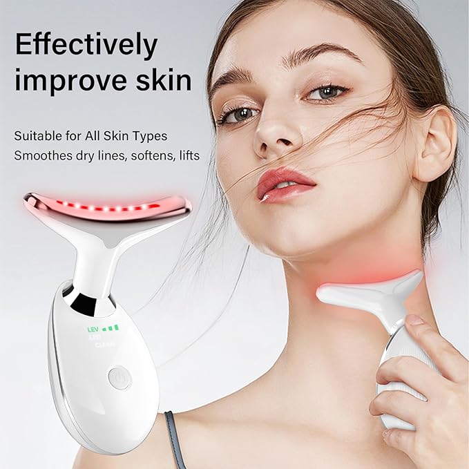 Red Light Therapy for Face 7 Color LED Facial Light Therapy Wand for Skin Care at Home Blue Light Therapy Face Massager Tool for Neck (White)