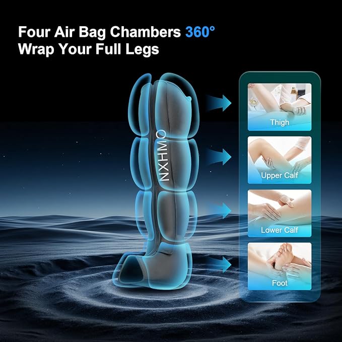 Leg Massager with Heat and Compression Foot Massager for Circulation and Pain Relief Sequential Air Compression Boots Recovery System with 9 Intensities 6 Modes3 Heating for Athletes