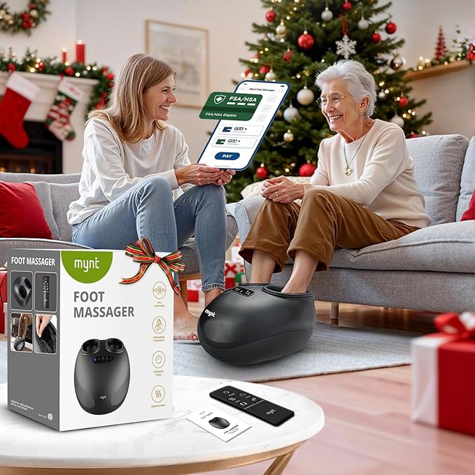 Mynt Shiatsu Foot Massager with Heat FSA Eligible HSA Approved Electric Foot Massage Machine for Plantar Fasciitis Neuropathy Deep Kneading with Control Gifts for Mom Dad Fits Up to 14