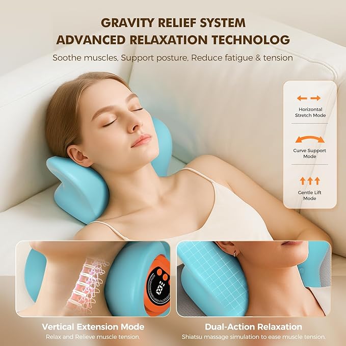 Neck Massager 2026 New Upgrade 3 in 1 Portable Massager with Heat &ampComfortable Stretching–Adjustable Intensity for Neck &amp Shoulder Relaxation at HomeOfficeTravel