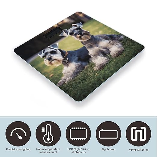 Adult Schnauzer Dogs Bathroom Scale for Body Weight Bathroom Weighing Scale with Backlit LCD Display Highly Accurate Measures Weight Up to 180kg