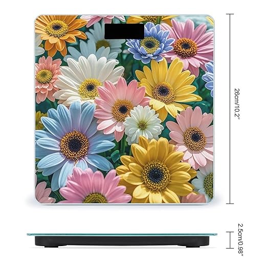 Flowers As Background Scale for Body Weight Smart Scales Digital Bathroom Scale High Precision Weighing Scales with Large Display Weighing Machine for People