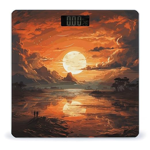 Orange Sky Scale for Body Weight Anti-Slip Digital Bathroom Scale Sturdy Toughened Glass Weighing Scales High Precision Safe Rounded Corners Smart Scales