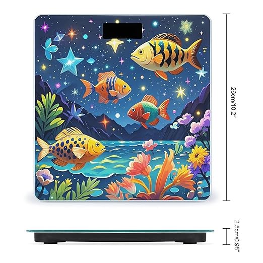 Starry and Fish Scale for Body Weight Digital Bathroom Scale Toughened Glass High Precision Scales for Body Weight with Large LCD Backlight Display Weight Scales