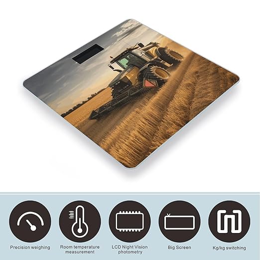 Farm Tractor Harvest Scale for Body Weight High Precision Digital Weight Scales with LCD Display Anti-Slip Sturdy Slim Tempered Glass Bathroom Scale for Home Use
